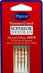 Superior Threads - Microtex Sharp Titanium Coated Needles, Size 60/8 - for Quilting, Applique, and Sewing, 5 Count