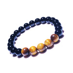 Dczosily Triple Protection Bracelet Natural Tiger's Eye Hematite Agate Stone Bracelet for Men Women Crystal Jewelry Healing Bracelets Bring Luck and Prosperity (8mm, Double Protection Bracelet) 8mm