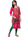 Ada Women's Straight Cotton Kurti Lucknowi Handmade Chikankari Tunic Kurta