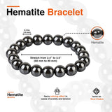 PERA PETRA Hematite Bracelet - Hematite Crystal Bracelet for Women, Healing Beaded Bracelets for Men, 10mm Beads Natural Stone Bracelet, with Amethsyt Gemstone Necklace Gift