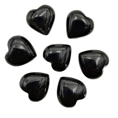 Loveliome 7 Pcs Natural Mini Black Obsidian Heart Love Healing Palm Crystal Energy Stone(0.6 Inch) Black-black Obsidian 0.6"*0.6"*0.4"