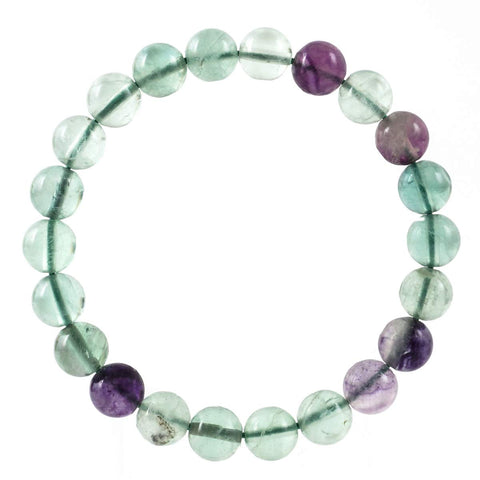 Adabele Natural Gemstone Bracelet 7.5 inch Stretchy Chakra Gems Stones 8mm (0.31") Beads Healing Crystal Quartz Women Men Girls Gifts (Unisex) Multi-color Fluorite 7.5 Inches