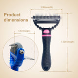 Azzyym Pet Grooming Brush for Dogs & Cats, 2 in 1 Dematting & Deshedding Undercoat Rake Comb Effective Removing Knots, Mats and Tangles Black