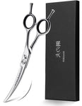 6" Hair Cutting Scissors Professional Curved Grooming Scissors for Small Dogs Cat & Hairstyle Barber Haircut Shears Japanese Stainless Steel Silent Adjustable Tension Removable Soft Ring Curved Scissors