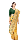 SILK LAND Women's Woven Kanjeevaram Silk Saree With Unstitched Blouse Piece, (SZWVKJ-144N)