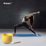 Kresec Yellow 8 Inch 440Hz Perfect Pitch Crystal Singing Bowl E Note (¡À10 cents) Solar Plexus Chakra with O-ring and Mallet for Meditation, Yoga, Spiritual and Body Healing and Energy Cleansing Yellow E Note