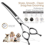 FOGOSP Curved Chunkers Shears Dog Grooming Scissors 7.0 in Professional Downward Thinning Shears for Dogs Cat Pet Japan 440C Stainless Steel Sharp and Durable(7.0 In, Chunker) 7.0 inch