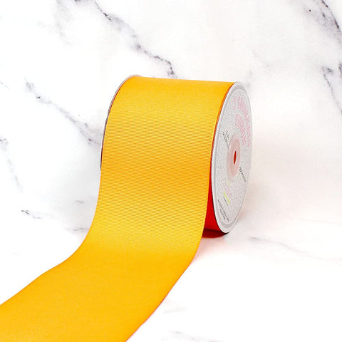 Creative Ideas 3" Solid Grosgrain 25-Yards, White, 3", Yellow Gold