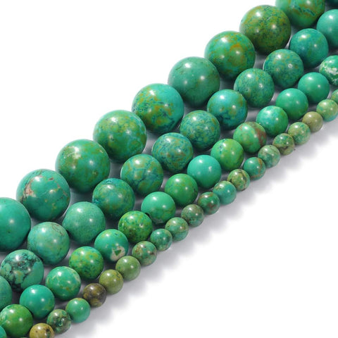 Natural Stone Beads 6mm Green Turquoise Gemstone Round Loose Beads Crystal Energy Stone Healing Power for Jewelry Making DIY,1 Strand 15"
