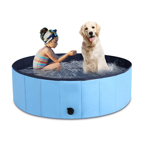MorTime Foldable Dog Pool Portable Pet Bath Tub Large Indoor & Outdoor Collapsible Bathing Tub for Dogs and Cats (M, 47" x 12") L, 47" x 12"