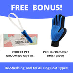 Deshedding Brush Set for Dog, Cat, Horses - Professional Pet Grooming Comb Kit - Dual-sided Stainless Steel Shedding Blade Tool For All Dogs With Pets Hair & Fur Remover Mitten Glove