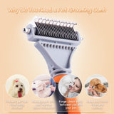 uniros Dematting Comb for Dog and Cat, Professional Pet Dematting Comb with Double Sided Stainless Steel Pet Safe Blades, Shedding Brush Undercoat Rake Tool for Removing Knots and Tangled Hair Single Pack