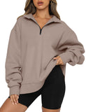 Trendy Queen Womens Oversized Half Zip Pullover Long Sleeve Sweatshirt Quarter Zip Hoodie Sweater Teen Girls Fall Y2K Clothes Grey Medium