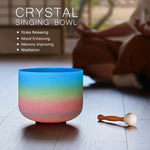 CVNC 8 Inch Rainbow Colored G Note Throat Chakra Frosted Quartz Crystal Singing Bowl Free mallet & O-ring Sound Healing Instrument