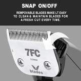 7FC Clipper Blade Dog Grooming Compatible with Andis Clippers Carbon Infused Steel Detachable Ceramic Sharp Edge Also Compatible with Wahl / Oster Dog Clippers #7FC:1/8"(3.2mm)