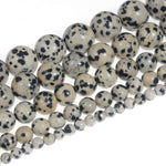 Natural Stone Beads 8mm Dalmatian Beads Gemstone Round Loose Beads Crystal Energy Stone Healing Power for Jewelry Making DIY,1 Strand 15"