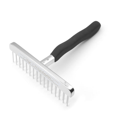 Chris Christensen Bathing T-Rake, 1 1/4 in Staggered Pins, Groom Like a Professional, Rubberized Ergonomic Handle, Removes Tangles and Knots, 6 in Head, A431 6in Staggered Pins