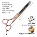 Fenice Peak Thinning Shears for Dogs and Cats Pet Grooming Scissors Chunkers Shears 440C Stainless Steel Professional Dog Trimming Scissors 7'' Chunker Shear 7''