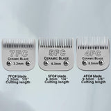 Size 7FC/5FC/4FC Detachable Pet Dog Grooming Clipper Ceramic Blades Set,Compatible with Andis,Oster A5,Wahl KM Series Clippers,Cut Length 1/8"(3.2mm) to 3/8”(9.5mm) ,3 Pack 7FC+5FC+4FC