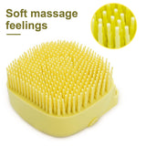 Pet Dog Cat Shedding Shampoo Brush Pet Bath Massage Shower Bubbles Self Cleaning Dog Grooming Brush Scrubber Brush for Bathing Hair Removal Soft Silicone Rubber Brushes (8*8cm, yellow)