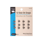 Dritz 80-30-65 Sew-On Snaps, Nickel-Plated Brass, Size 3/0 12-Count