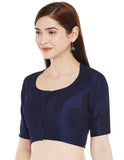 Studio Shringaar Women's Polyester Solid Short Sleeve Saree Blouse