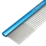 Claw Claws Comb with Oval Handle for Dogs and Cats, Removing and Shedding Matted, Tangled Hair, Metal Comb with Stainless Steel Pins, Detangling Grooming Tool, Pet Comb (Blue-20% fine pins, M) Medium