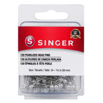 SINGER 07051 Pearlized Head Straight Pins, Size 24, 120-Count, White 1
