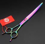 Purple Dragon 8 inch 3 in 1 Professional Pet Grooming Thinning Scissors - Upward Curved Shears and Dog Hair Cutting Scissor - Perfect for Pet Groomer or Family DIY Use (Rainbow) Rainbow