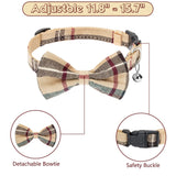 Dog Harness with Leash and Bow Tie Collar Set - Beige Plaid Puppy Harness, Escape Proof Adjustable No Pull Dog Vest for Outdoor Walking, Fit for Small Medium Large Dogs