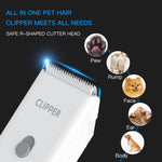 Dog Cat Home Hair Waterproof Clipper Portable Electric USB Rechargeable Pet Grooming Tools Low Noise Shaver Cordless Trimmer for Small and Large Pets White+narrow Blade