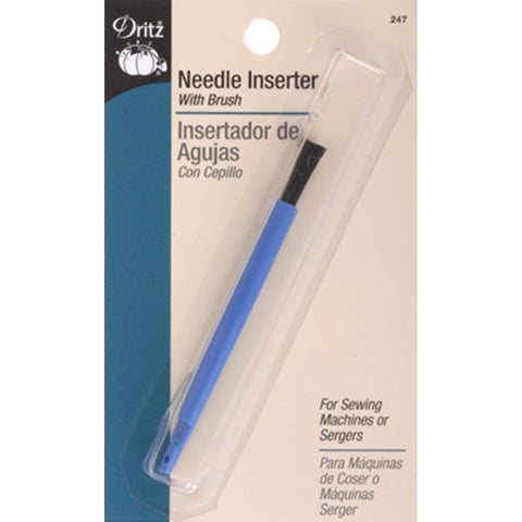 Dritz Machine Lint Brush for Sewing Machines & Sergers, 1 Count Needle Inserter, Blue
