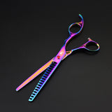7 "Professional pet grooming kit, direct and thinning scissors and curved pieces 4 pieces Kit for Pet Grooming Services (Multi-Color) Multi-color