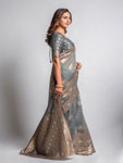 Lilots Beautiful Women's Span Cotton Jacquard Woven Pattern Saree With Unstitched Blouse Piece
