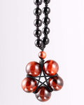Jewever Tiger Eye Necklace Pendant Handmade Star-Shape Adjustable Energy Gemstone Healing Crystal 12mm Beads Unisex Red