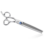 JASON Left Handed 7" 50 Teeth Blending Dog Grooming Scissor, Ergonomic Cats Grooming Thinning Shears Pets Trimming Kit with Offset Handle and a Jewelled Screw, Sharp, Comfortable, Durable Blender B-7"- Blender