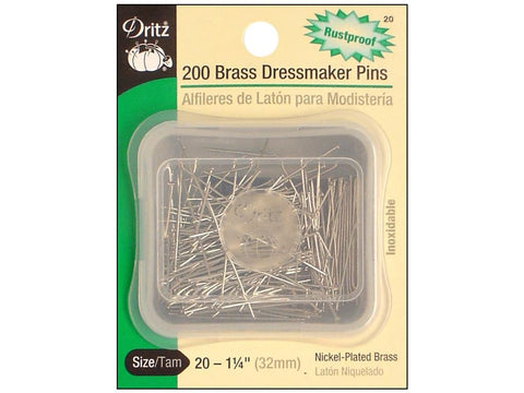 Dritz 20 Dressmaker Pins, Brass, 1-1/4-Inch (200-Count) 200-Count