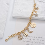 Madison Tyler Personalization Collection Gold Plated Zodiac Constellation Symbol, Name Plate, Moon, Constellation, Star, and Stone Charm Chain Bracelet for Women