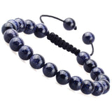 Massive Beads Natural Healing Power Gemstone Crystal Beads Unisex Adjustable Macrame Bracelets 8mm Blue Sand