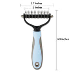 Herfuerry Pet Grooming Tools, Comfort Handle Dematting and Deshedding Stainless Steel Gentle Pet Grooming Rake Brush, Prevents Mats and Tangles, 2 Sided Pet Fur Hair Comb, for Dogs and Cats(Blue) Blue
