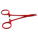 Motanar Pet Colourful Stainless Steel Hemostat Hemostatic Forcep,Pet Ear Hair Pull Forcep,Bend Head and Straight Head kit (Red) Red