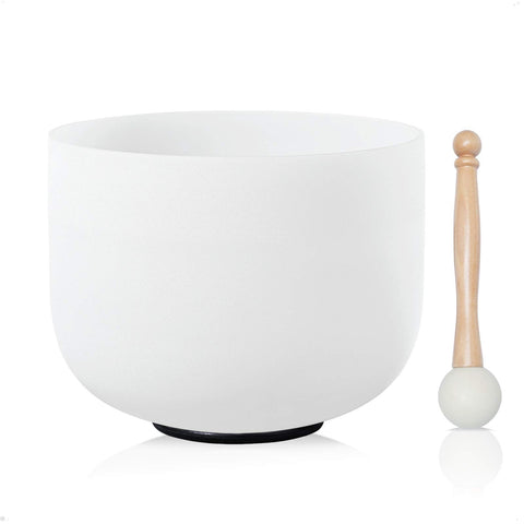 CVNC 8" C Note Root Chakra Frosted Quartz Crystal Singing Bowl With Free Mallet & O-ring Sound Healing Instrument 8 Inch