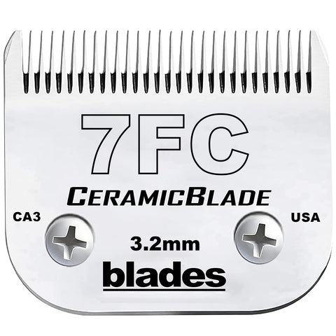 7FC Clipper Blade Dog Grooming Compatible with Andis Clippers Carbon Infused Steel Detachable Ceramic Sharp Edge Also Compatible with Wahl / Oster Dog Clippers 7FC:(1/8")(3.2mm)