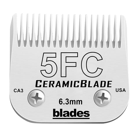 #5FC Clipper Blade Dog Grooming Compatible with Andis Clippers Carbon Infused Steel Detachable Ceramic Sharp Edge Also Compatible with Wahl/Oster Dog Clippers 5FC:(1/4")(6.3mm)