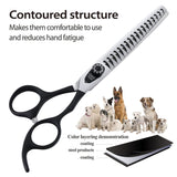 Fenice Peak 7.0'' Dog Chunker Scissors For Grooming 440C Stainless Steel Black Non-Slip Handle Sharp Blades Professional Pet Trimming Scissors for Cats Thinning Rate 75% Chunker Shear 7.0''