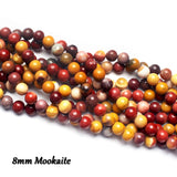 70PCS Natural 8MM Healing Gemstone, Mookaite Energy Stone Round Loose Beads, Semi-Precious Crystal Beads with Free Elastic String for Jewelry Making DIY