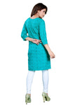 DREAM & DZIRE Women's Pure Cotton Chikan Straight Kurti for All Plus Size and Small Size
