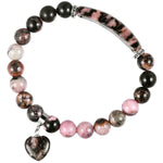 TUMBEELLUWA Healing Stone Bracelet 8mm Beads Chakra Crystal Energy Heart Charm Bracelet Handmade Jewelry for Women rhodonite crystal stone
