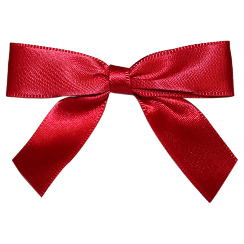 Reliant Ribbon 5171-90803-2X1 Satin Twist Tie Bows - Small Bows, 5/8 Inch X 100 Pieces, Scarlet