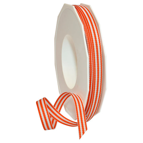 Morex Ribbon Polyester Grosgrain Striped Decorative Ribbon, 20 Yard", Orange, 3/8 in 3/8" by 20 yd.